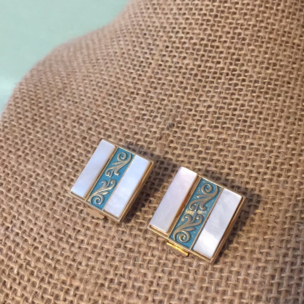 Vintage Abalone inlay clip ons